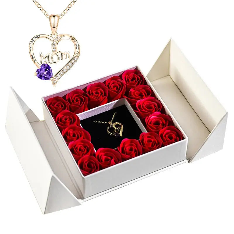 Gifts for Women Jewelry Pendant Necklace /w Soap Eternal Rose Gift Box Mother's Day Necklace Jewelry Wedding Anniversary Gifts - Femlinza
