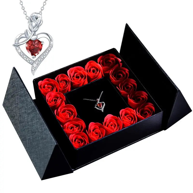 Gifts for Women Jewelry Pendant Necklace /w Soap Eternal Rose Gift Box Mother's Day Necklace Jewelry Wedding Anniversary Gifts - Femlinza