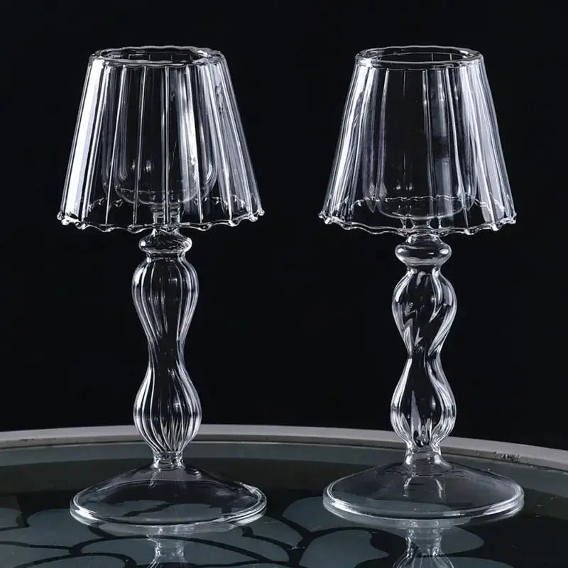 Glass Tealight Candle Holder – Elegant Decorative Lamp for Home & Weddings - Femlinza