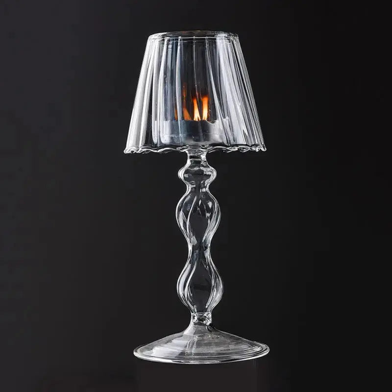 Glass Tealight Candle Holder – Elegant Decorative Lamp for Home & Weddings - Femlinza