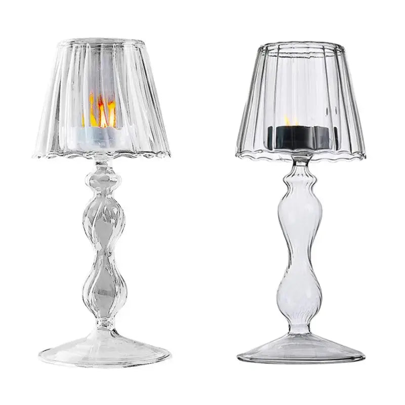 Glass Tealight Candle Holder – Elegant Decorative Lamp for Home & Weddings - Femlinza