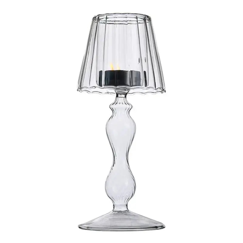 Glass Tealight Candle Holder – Elegant Decorative Lamp for Home & Weddings - Femlinza