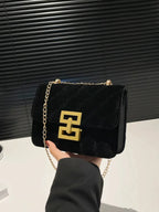 Gold Clasp Chain Shoulder Bag - Femlinza