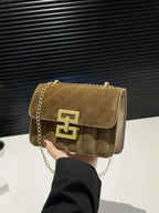 Gold Clasp Chain Shoulder Bag - Femlinza