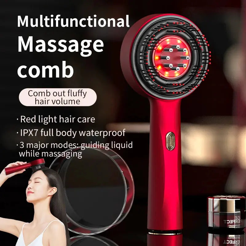 Hair care comb, scalp kneading massager, liquid guide comb, red light hair care comb, electric massage comb - Femlinza