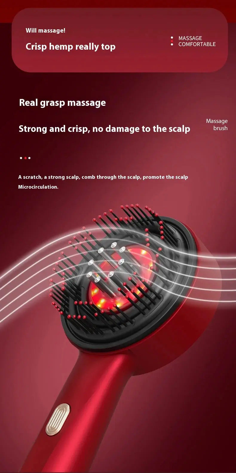 Hair care comb, scalp kneading massager, liquid guide comb, red light hair care comb, electric massage comb - Femlinza