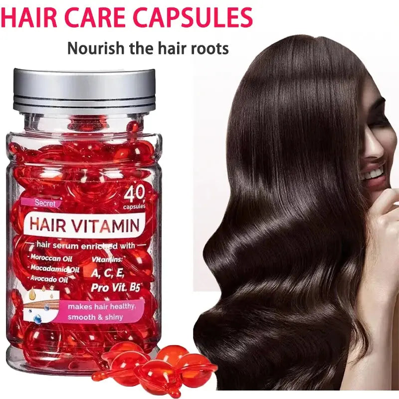 Hair Vitamin Serum Capsule Hair Maks Treatment Serum Enriched with Moroccan Jojoba Soybean Oils Vitamins A C E  No Rinse - Femlinza