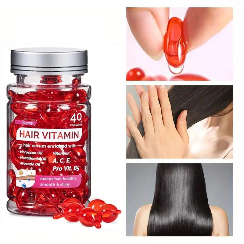 Hair Vitamin Serum Capsule Hair Maks Treatment Serum Enriched with Moroccan Jojoba Soybean Oils Vitamins A C E  No Rinse - Femlinza