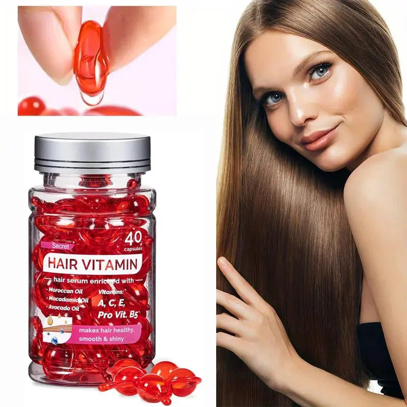 Hair Vitamin Serum Capsule Hair Maks Treatment Serum Enriched with Moroccan Jojoba Soybean Oils Vitamins A C E  No Rinse - Femlinza