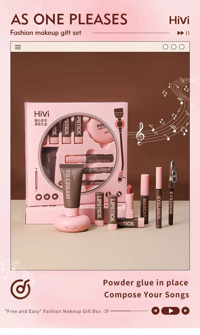 HiVi Makeup Gift Box Powder Glue Record Limited Lipstick Powder Makeup gift box set Valentine's Day gift for your wife - Femlinza