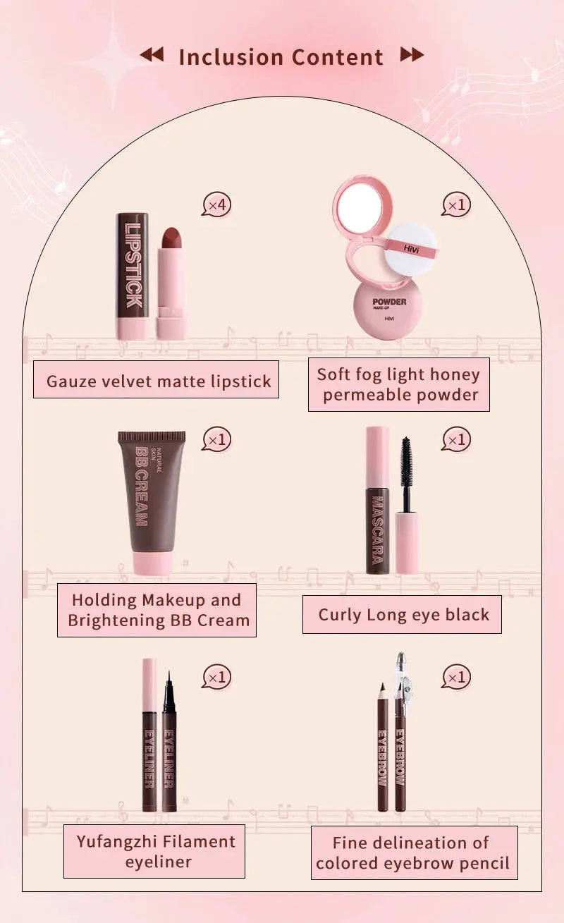 HiVi Makeup Gift Box Powder Glue Record Limited Lipstick Powder Makeup gift box set Valentine's Day gift for your wife - Femlinza