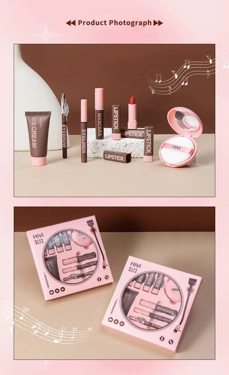 HiVi Makeup Gift Box Powder Glue Record Limited Lipstick Powder Makeup gift box set Valentine's Day gift for your wife - Femlinza