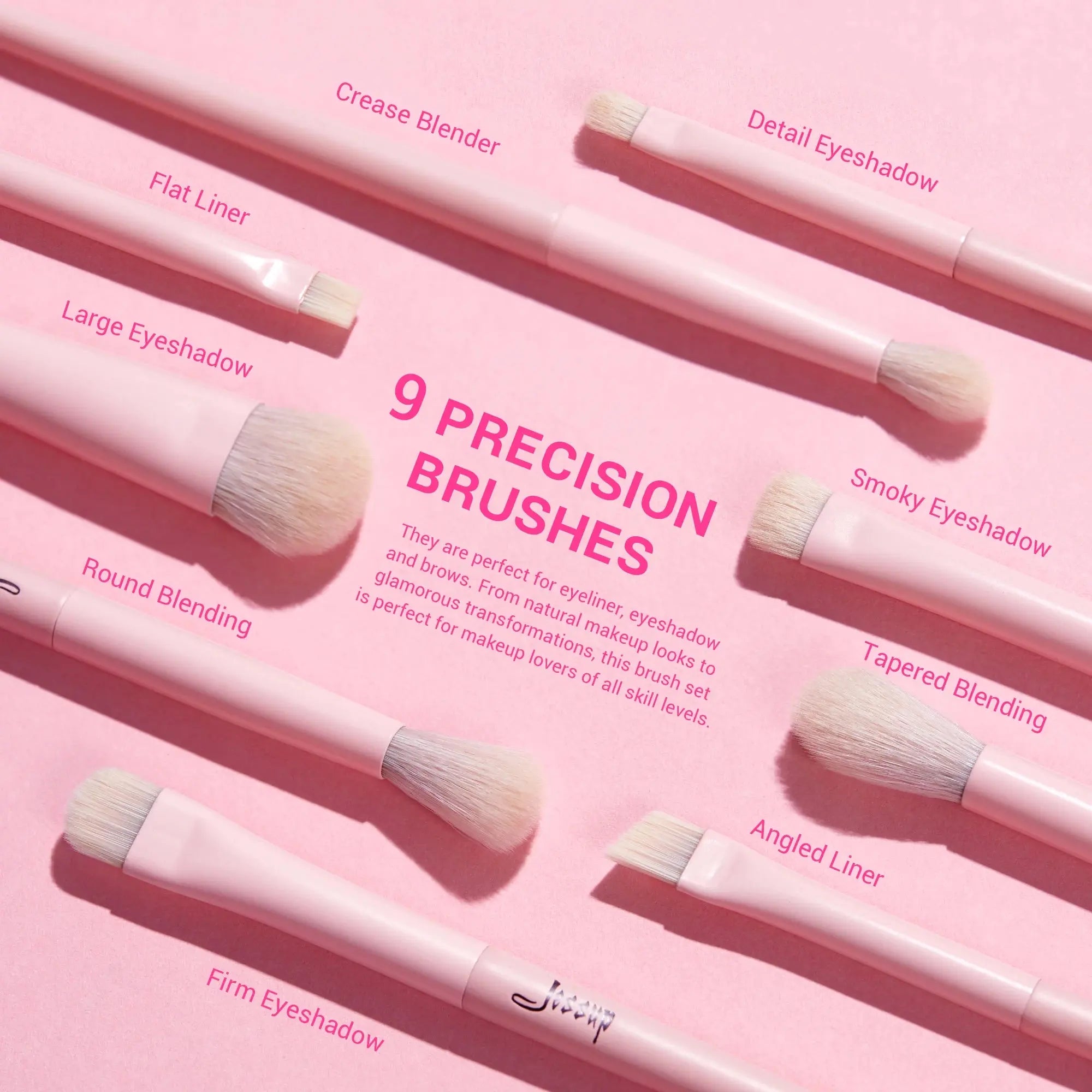 Jessup Pink Makeup Brushes Set 14pcs Make up Brushes Premium Vegan Foundation Blush Eyeshadow liner Powder Blending Brush,T495 - Femlinza