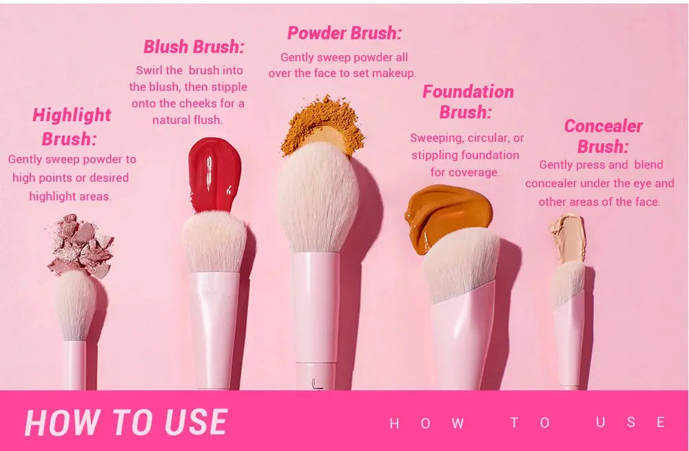 Jessup Pink Makeup Brushes Set 14pcs Make up Brushes Premium Vegan Foundation Blush Eyeshadow liner Powder Blending Brush,T495 - Femlinza