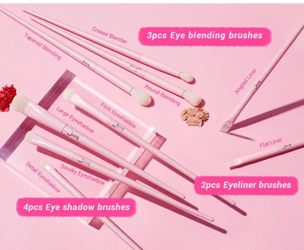 Jessup Pink Makeup Brushes Set 14pcs Make up Brushes Premium Vegan Foundation Blush Eyeshadow liner Powder Blending Brush,T495 - Femlinza