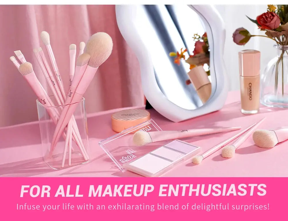 Jessup Pink Makeup Brushes Set 14pcs Make up Brushes Premium Vegan Foundation Blush Eyeshadow liner Powder Blending Brush,T495 - Femlinza