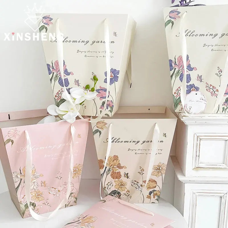 New gift bag Goddess Festival Gift Wrap bag flower paper bag tote bag Birthday paper bag Premium gift bag ribbon - Femlinza