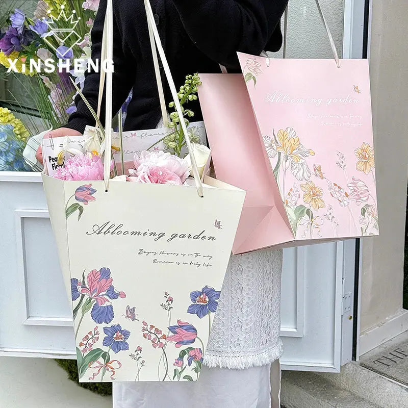 New gift bag Goddess Festival Gift Wrap bag flower paper bag tote bag Birthday paper bag Premium gift bag ribbon - Femlinza