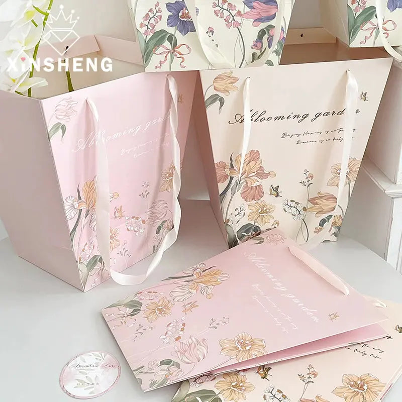 New gift bag Goddess Festival Gift Wrap bag flower paper bag tote bag Birthday paper bag Premium gift bag ribbon - Femlinza