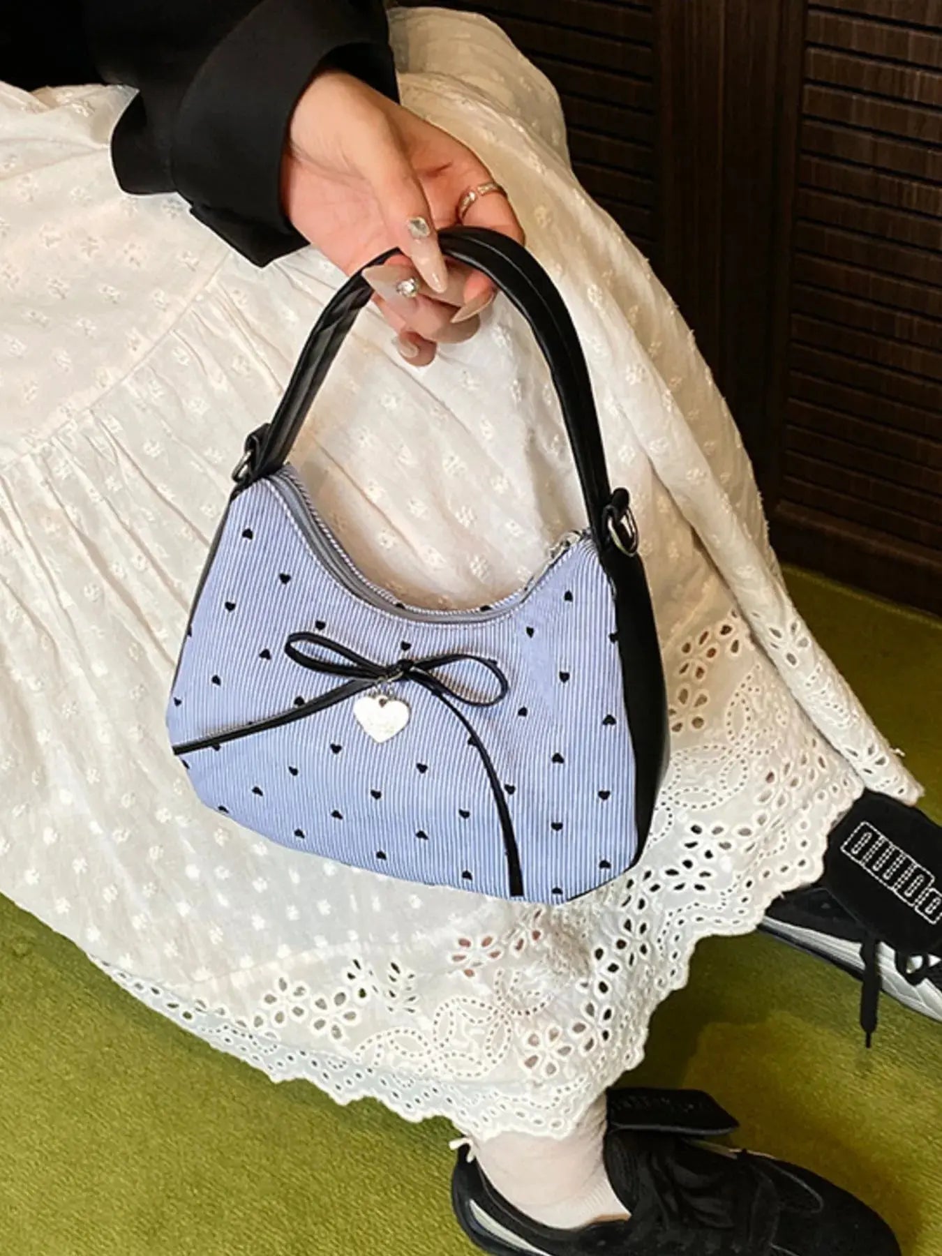 Printed Bow Shoulder Bag - Femlinza