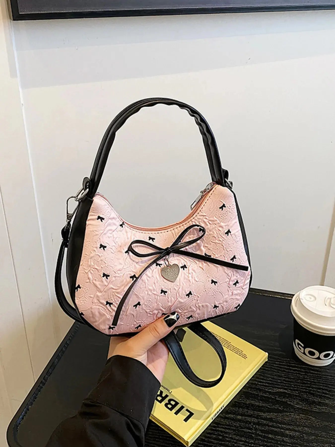 Printed Bow Shoulder Bag - Femlinza