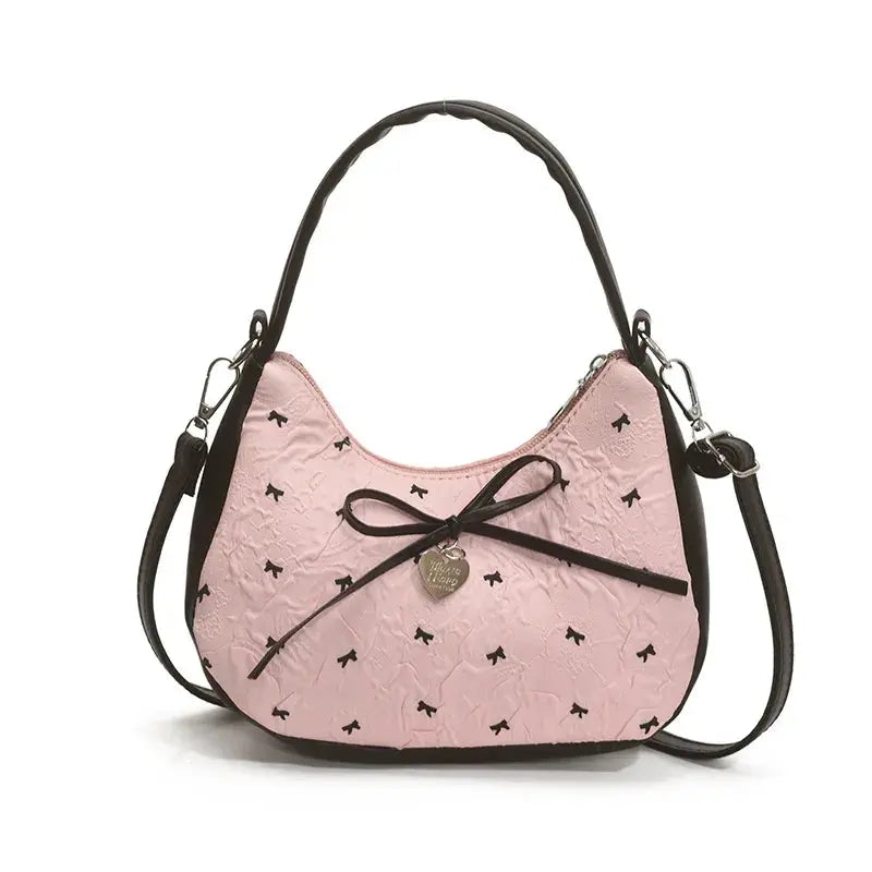 Printed Bow Shoulder Bag - Femlinza