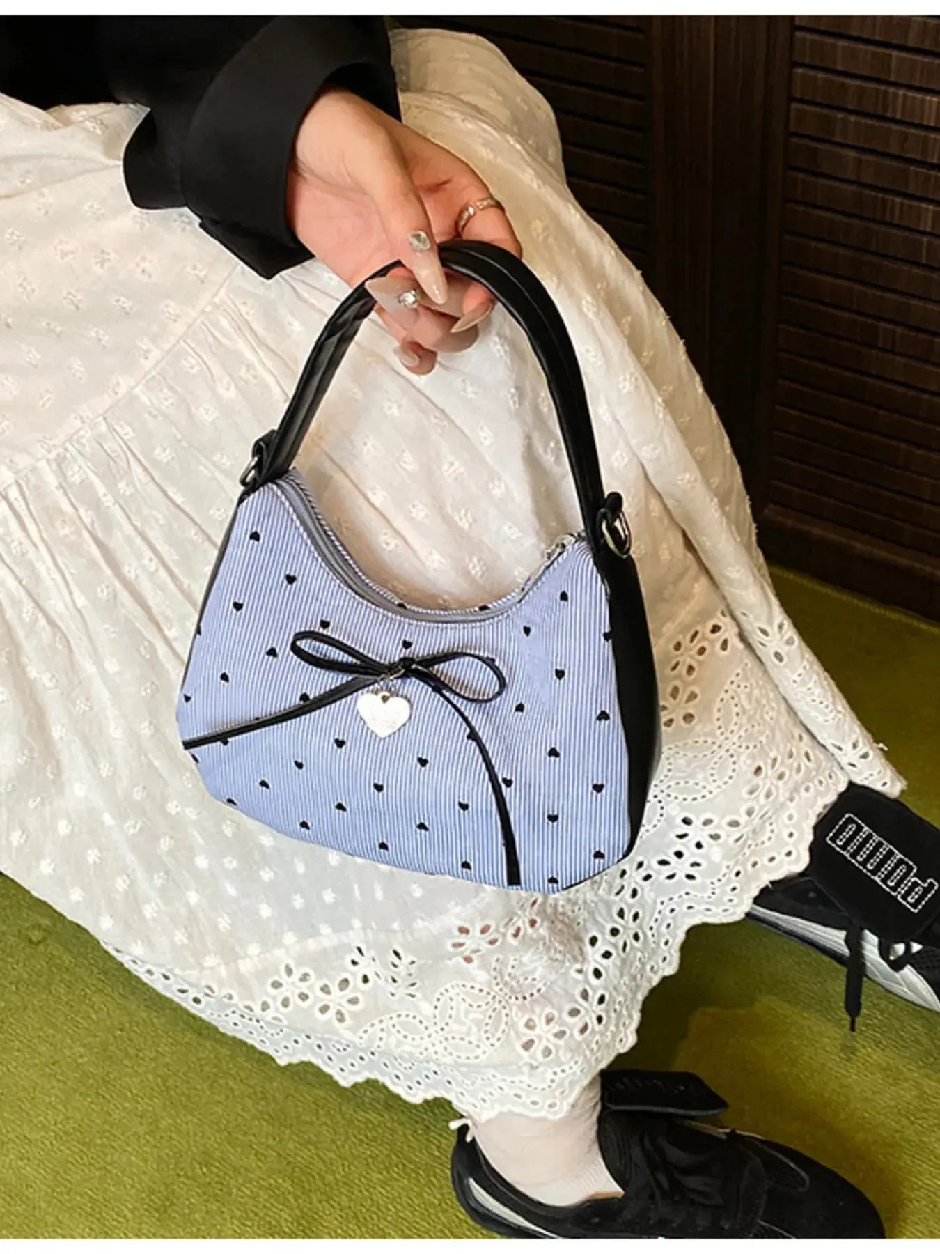 Printed Bow Shoulder Bag - Femlinza