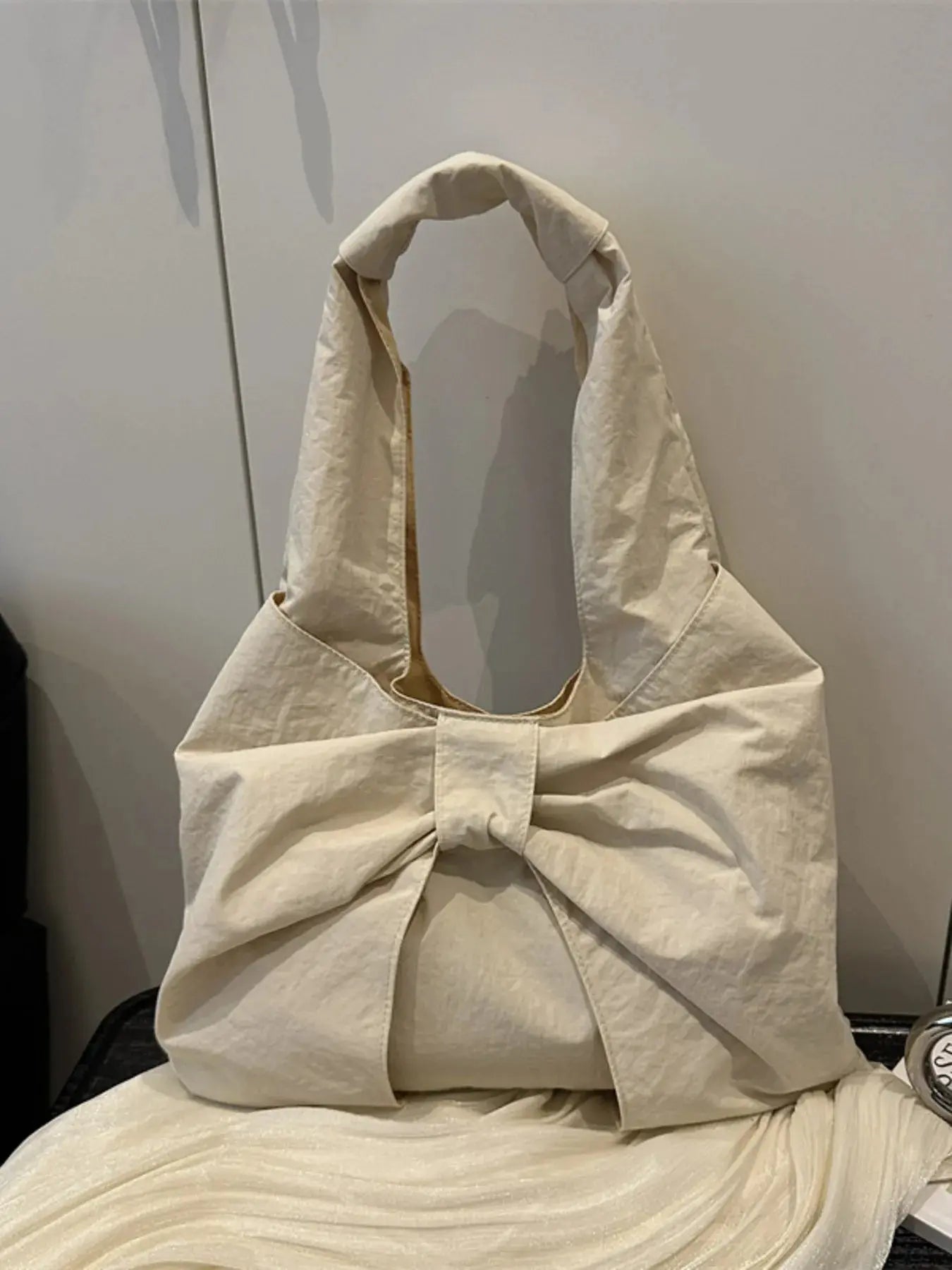 Ruched Bow Shoulder Bag - Femlinza