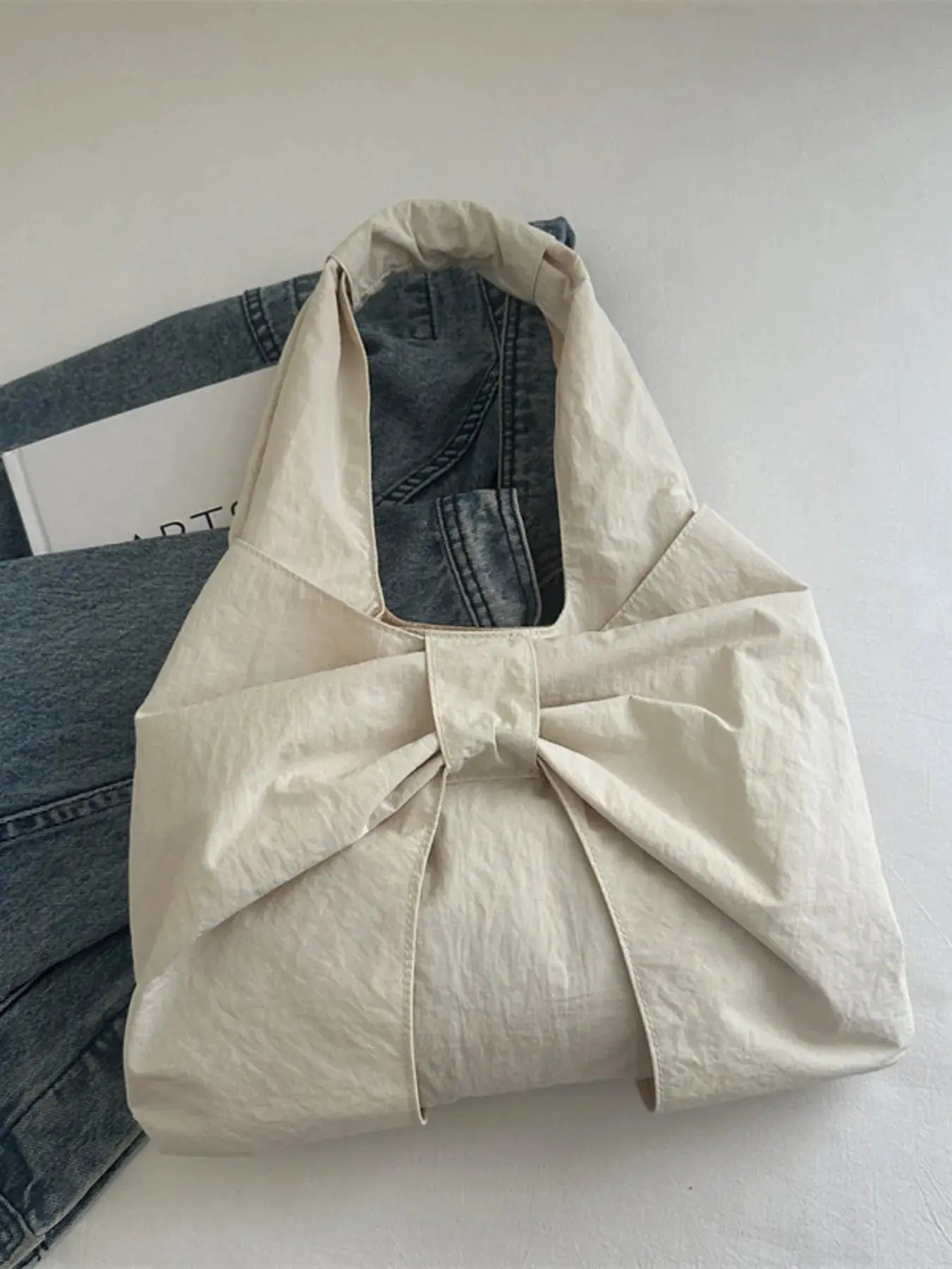 Ruched Bow Shoulder Bag - Femlinza