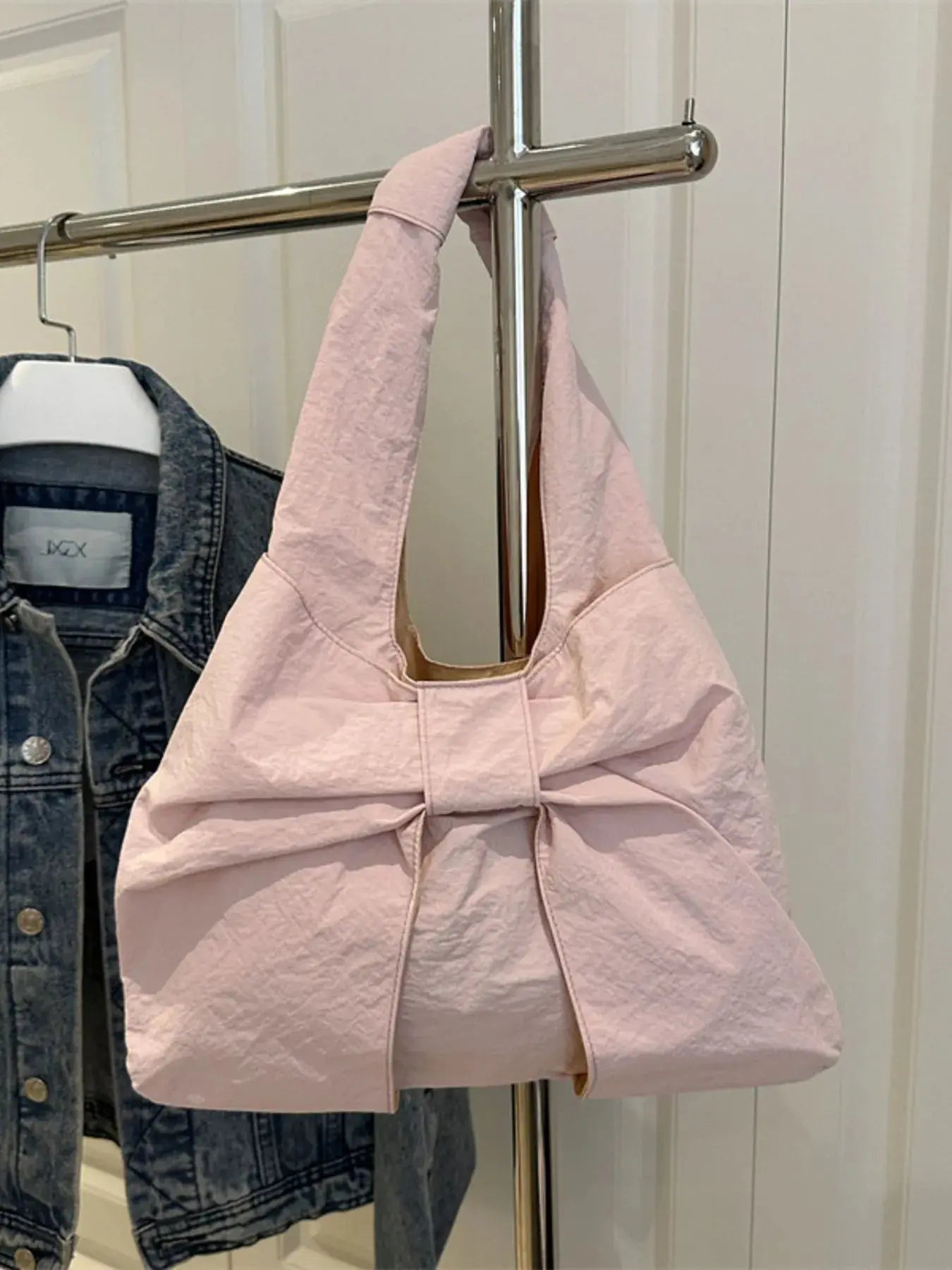 Ruched Bow Shoulder Bag - Femlinza