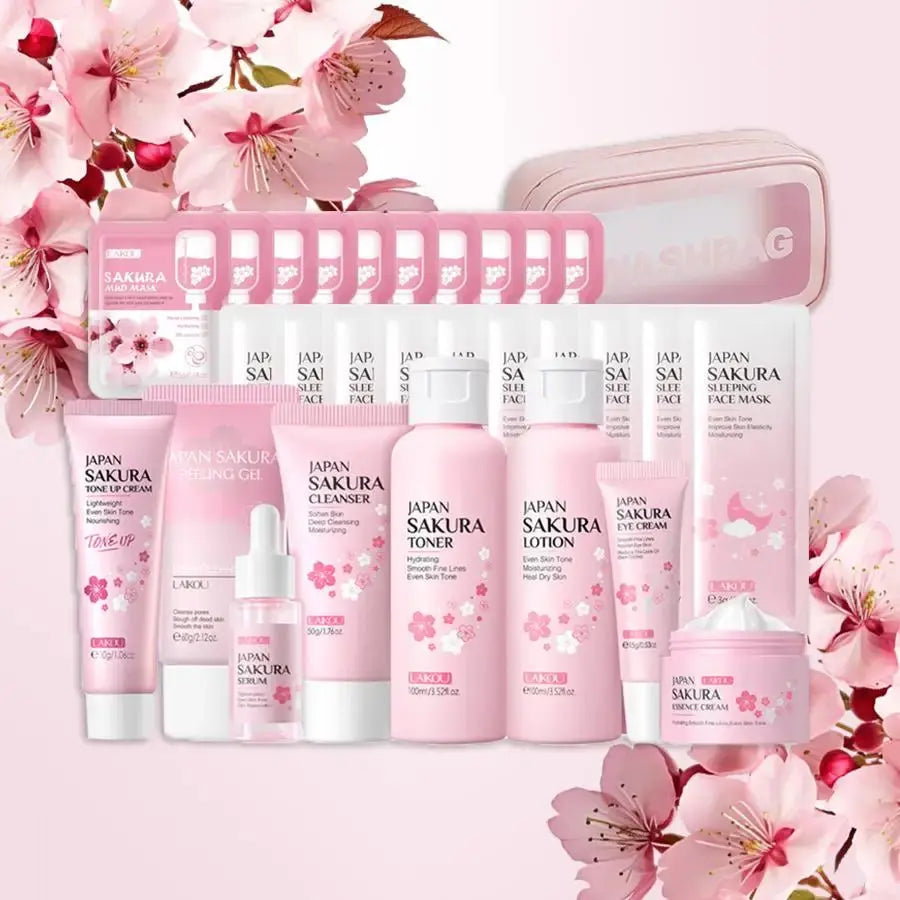 Sakura Skincare Set – 29-Piece Deep Cleansing & Moisturizing Kit - Femlinza