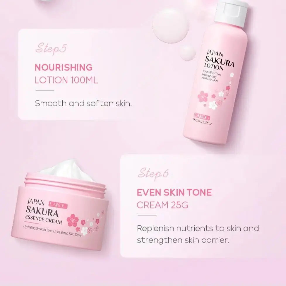 Sakura Skincare Set – 29-Piece Deep Cleansing & Moisturizing Kit - Femlinza
