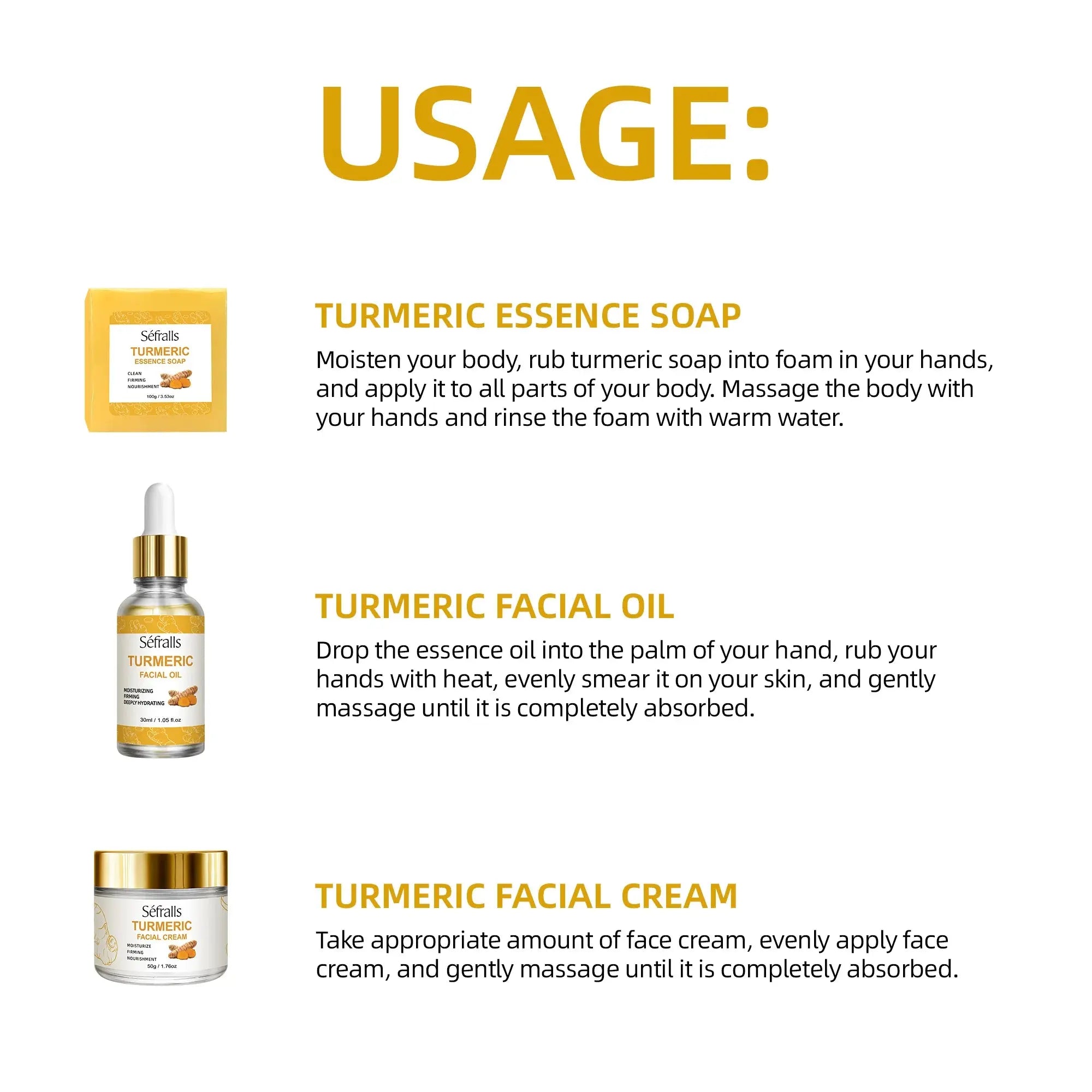 Sefralls Turmeric Skincare Set – 3-Step Complete Care - Femlinza