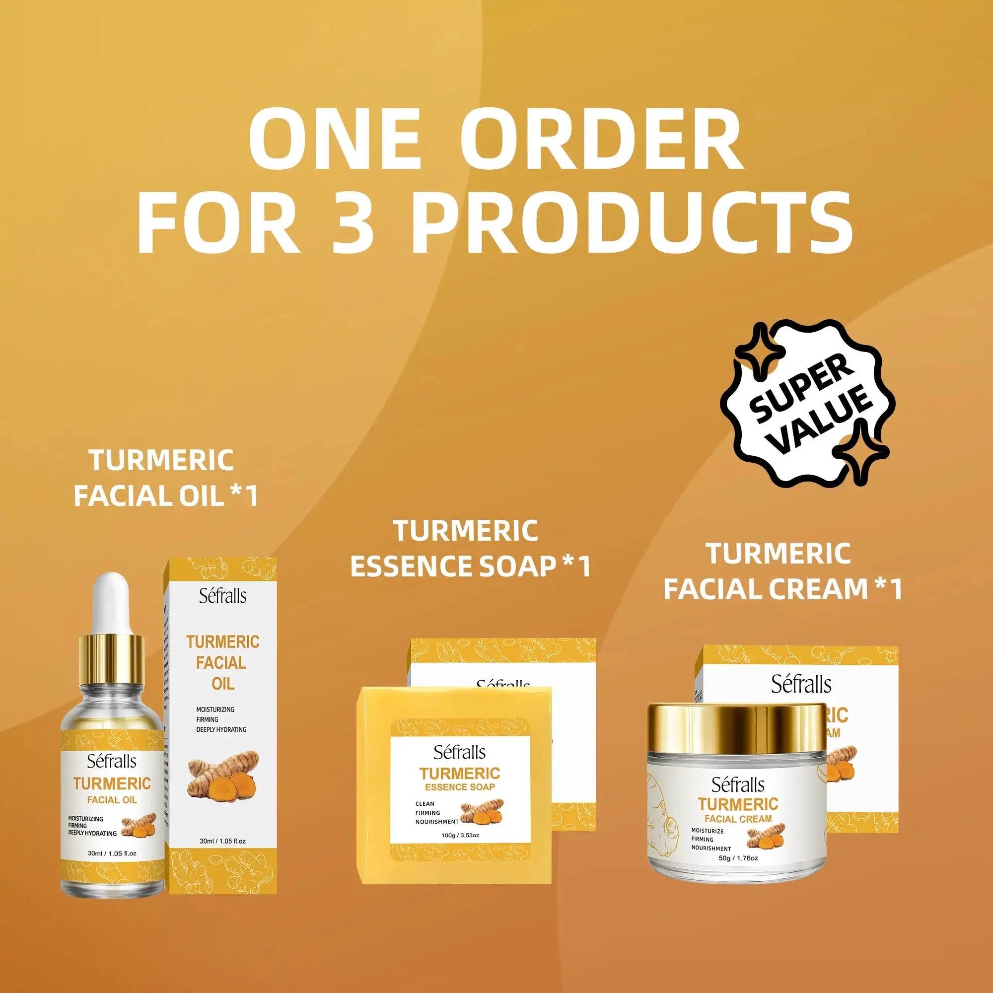 Sefralls Turmeric Skincare Set – 3-Step Complete Care - Femlinza