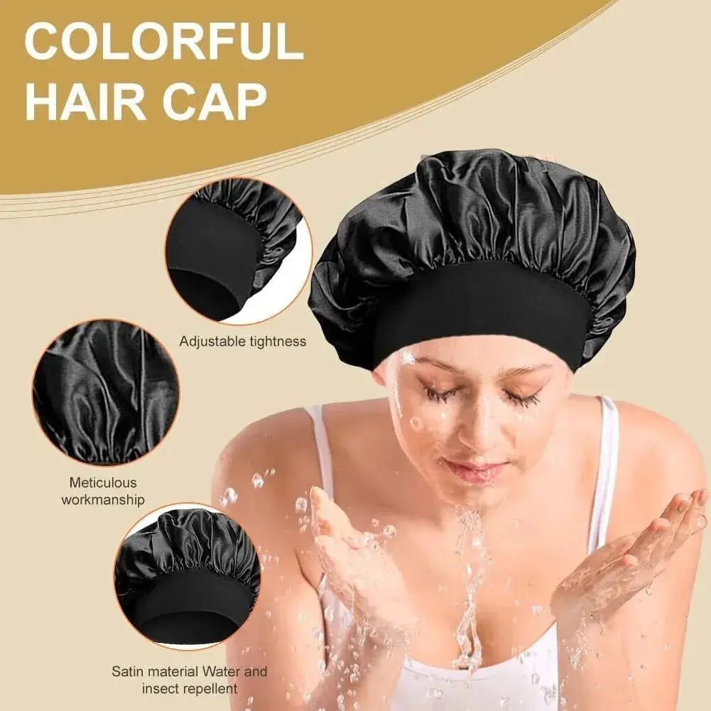 Shower Cap Hairdressing Hair Care Hat High Elasticity Monthly Shower Cap Female Nursing Satin Sleeping Cap - Femlinza