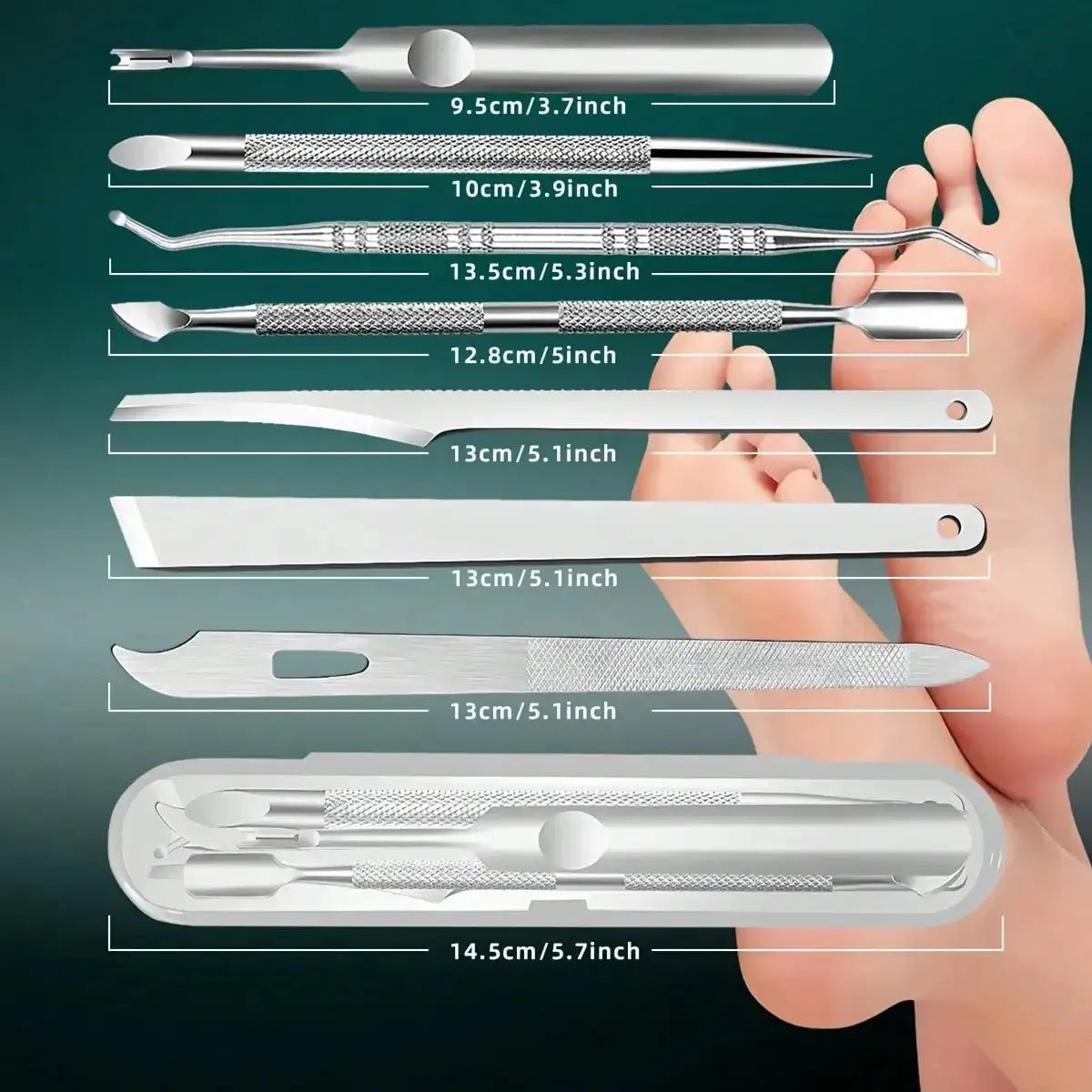 Stainless Steel Foot & Nail Care Set – Dead Skin & Cuticle Remover - Femlinza