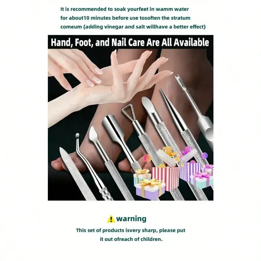 Stainless Steel Foot & Nail Care Set – Dead Skin & Cuticle Remover - Femlinza