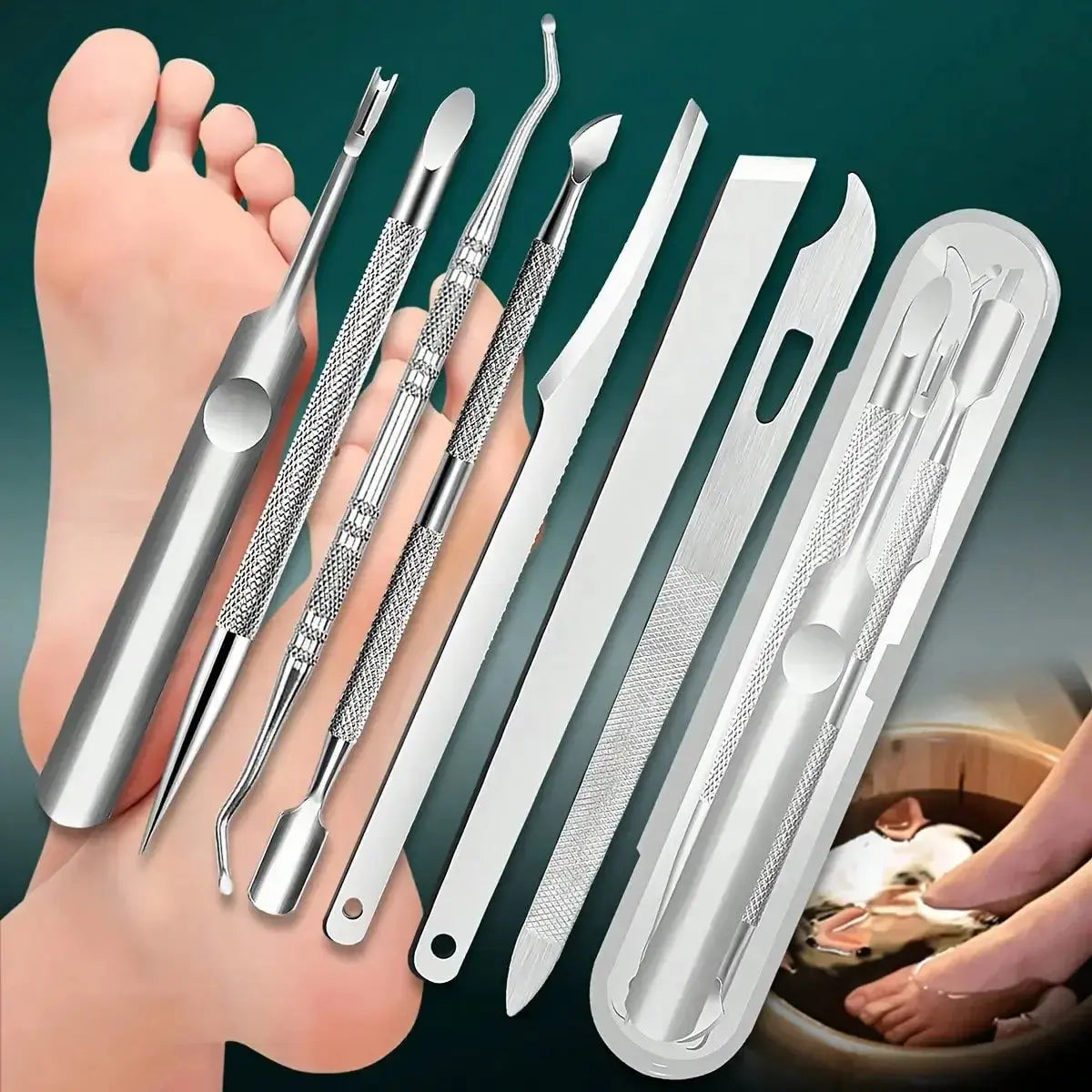 Stainless Steel Foot & Nail Care Set – Dead Skin & Cuticle Remover - Femlinza