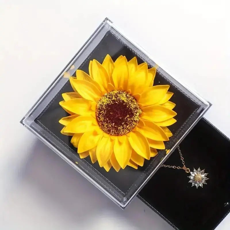 Sunflower Necklace With Gift Box For Girlfriend Women I Love You Perfect for Mother's Day, Birthdays, Valentines, Weddings - Femlinza