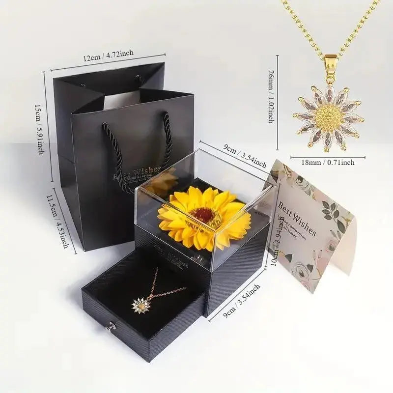 Sunflower Necklace With Gift Box For Girlfriend Women I Love You Perfect for Mother's Day, Birthdays, Valentines, Weddings - Femlinza