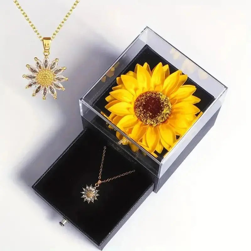 Sunflower Necklace With Gift Box For Girlfriend Women I Love You Perfect for Mother's Day, Birthdays, Valentines, Weddings - Femlinza