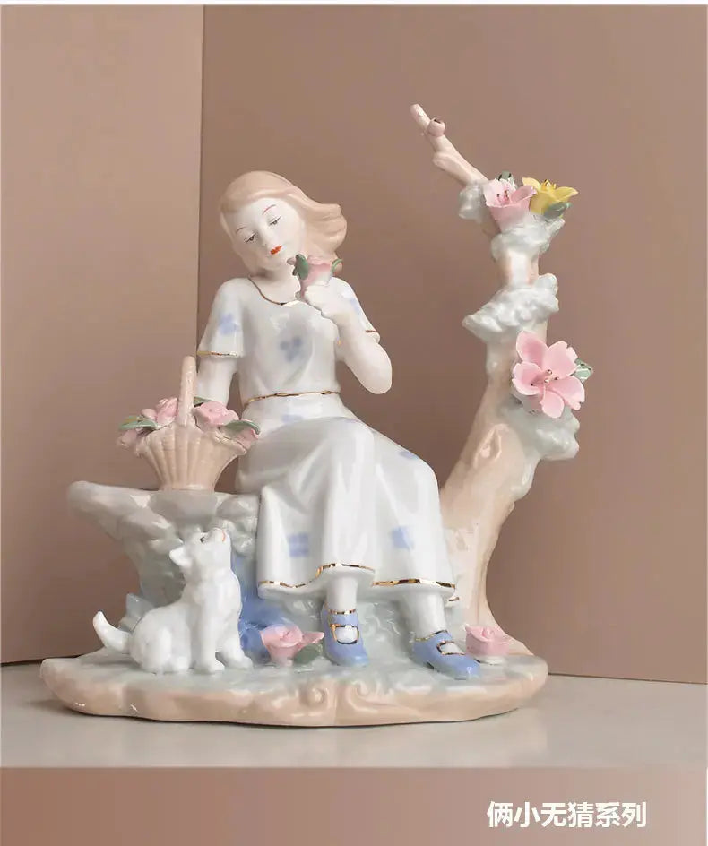 Swing Girl Ceramic Figurine – Modern European Home Décor - Femlinza