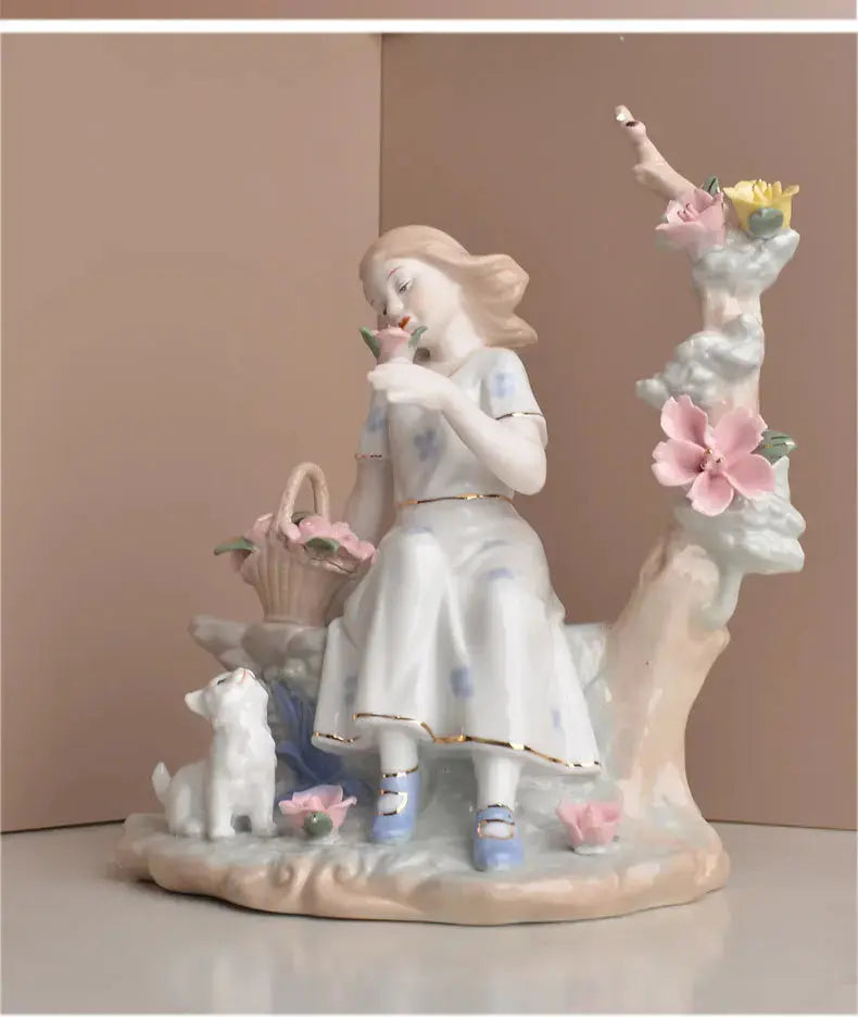 Swing Girl Ceramic Figurine – Modern European Home Décor - Femlinza