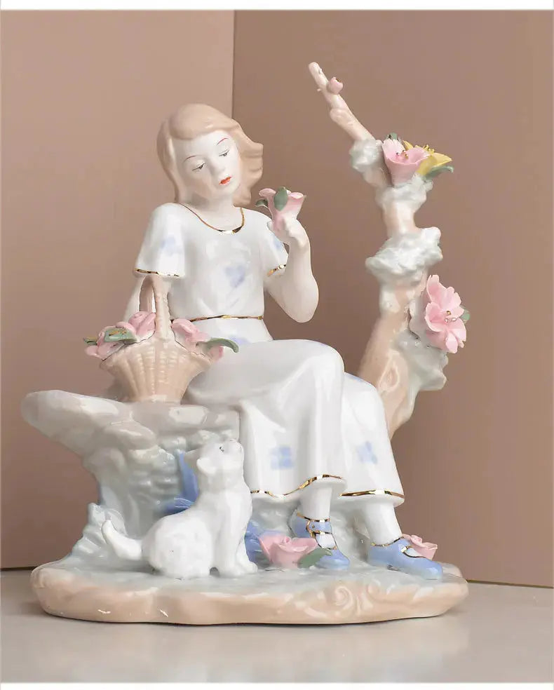 Swing Girl Ceramic Figurine – Modern European Home Décor - Femlinza