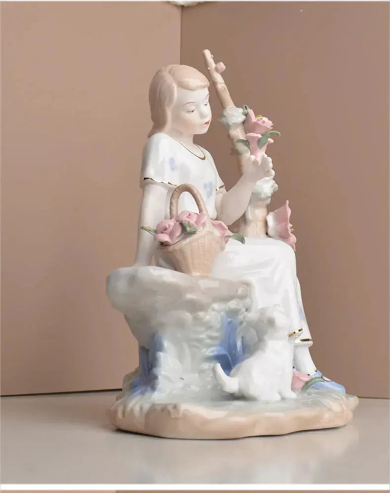 Swing Girl Ceramic Figurine – Modern European Home Décor - Femlinza