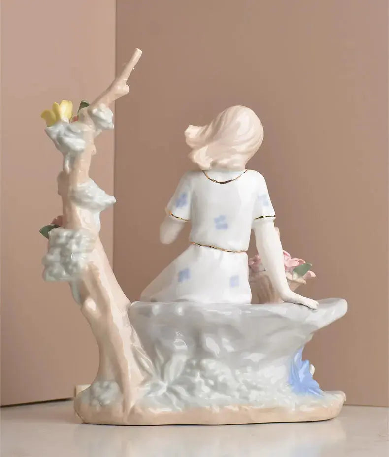 Swing Girl Ceramic Figurine – Modern European Home Décor - Femlinza