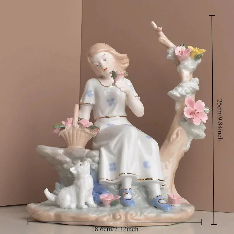 Swing Girl Ceramic Figurine – Modern European Home Décor - Femlinza