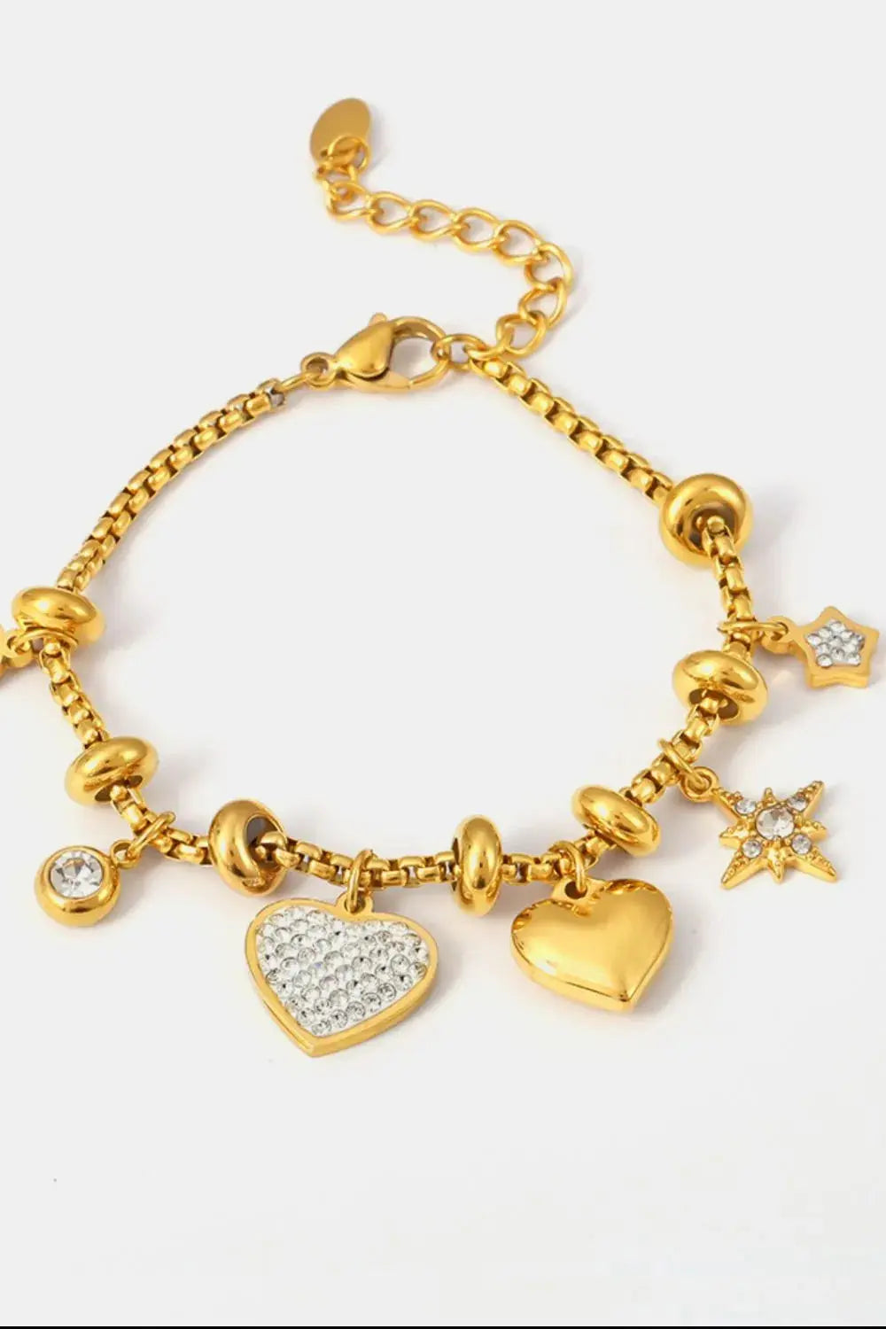 Titanium Steel Inland Zircon Heart Charm Bracelet - Femlinza