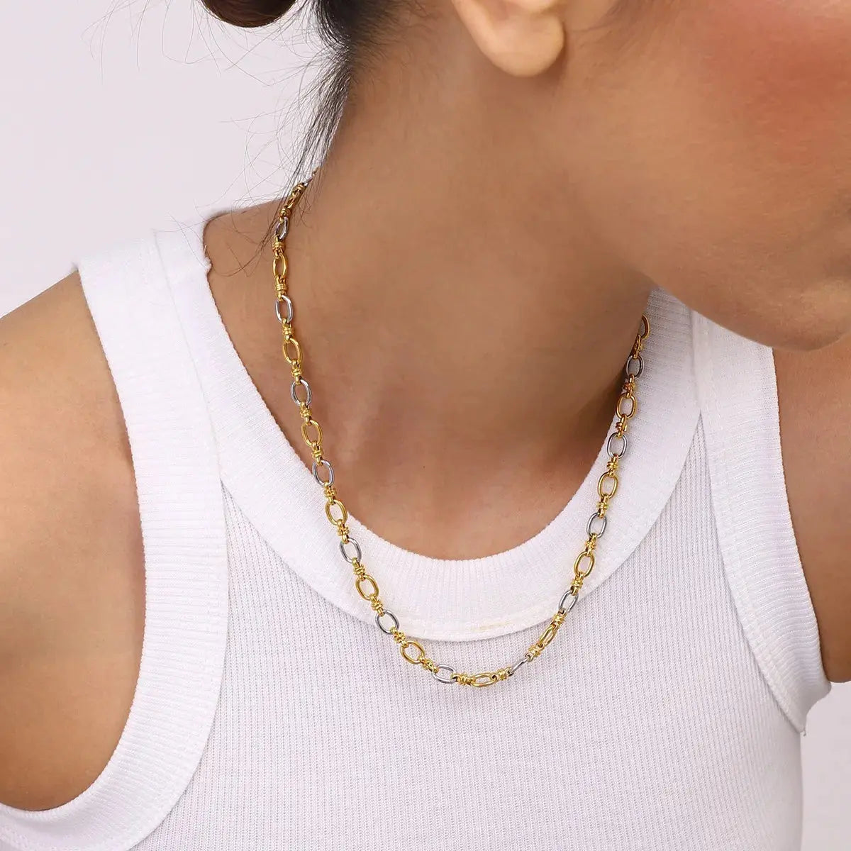 Two-Tone Chain Link Jewelry Set - Femlinza