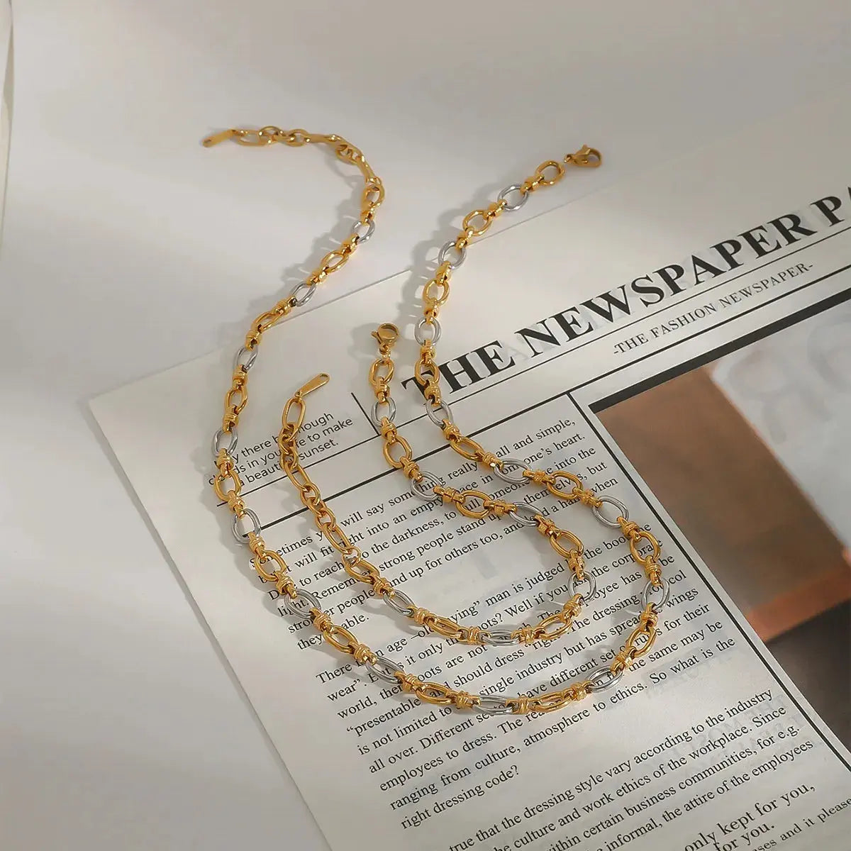 Two-Tone Chain Link Jewelry Set - Femlinza